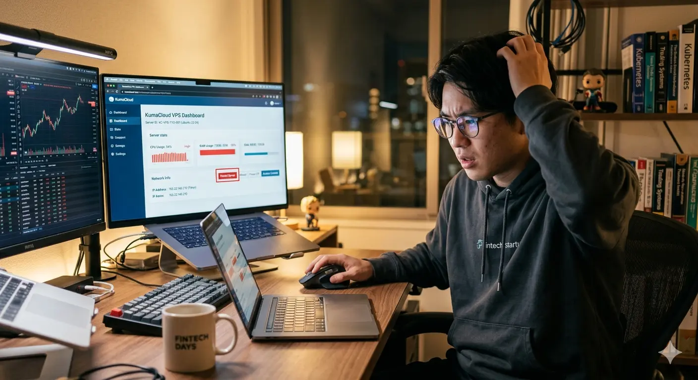 VPSの設定画面を見て困っているFX自動売買の設定風景