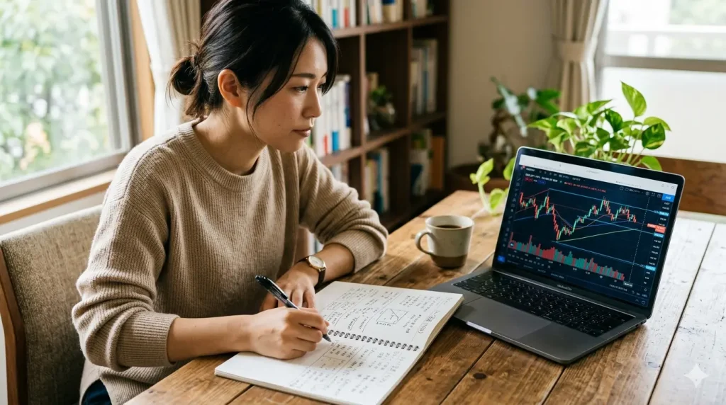 FXトレードの分析ノートとチャート画面